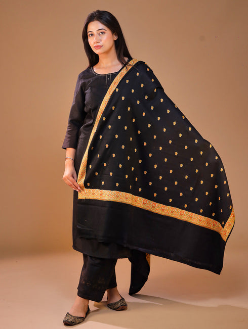 Women's Pure Wool Faux Pashmina Hand Embroidery Shawl